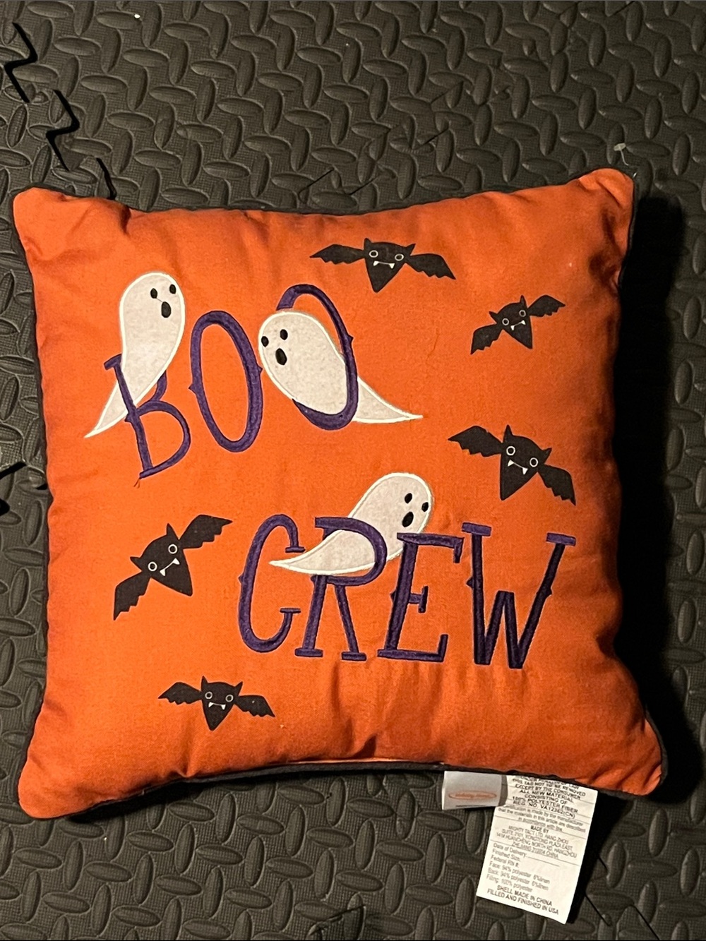 Halloween "Boo Crew" Decorative Pillow - Orange